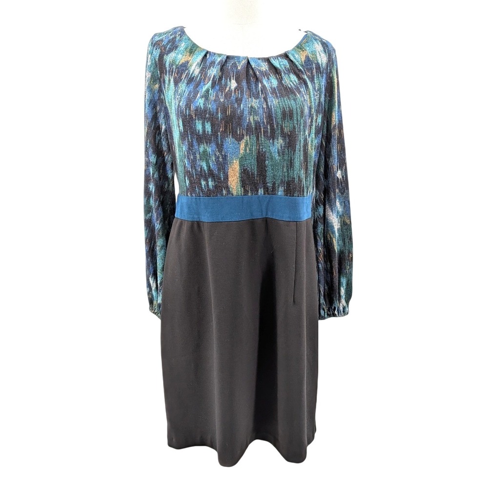 AGB Empire Waist Dress Blue‎ Abstract Print Stretch Career Occasion Size 14